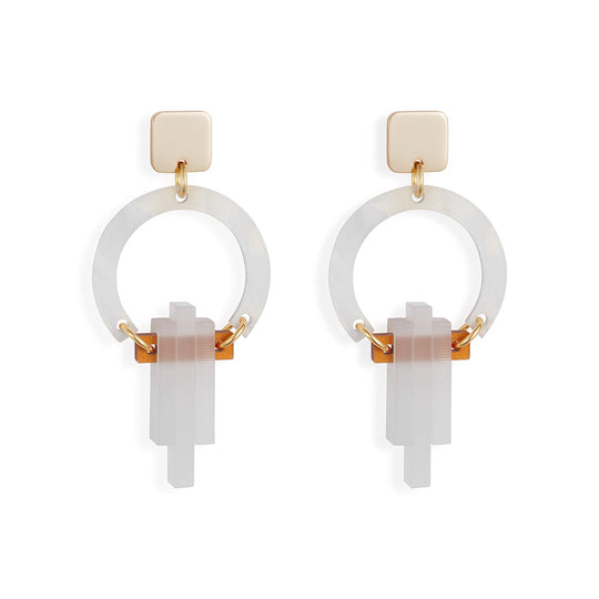 Petite Art Deco Chandelier Earrings - White - 24EPADCw