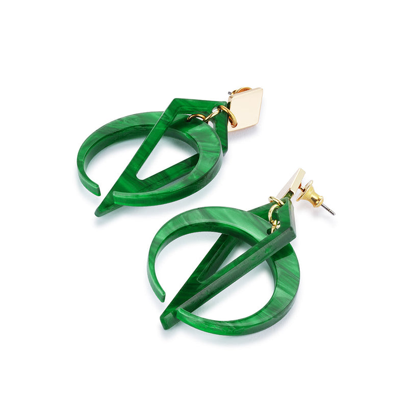Petite Crescent Hoop Earrings - Green - 24EPCHfg