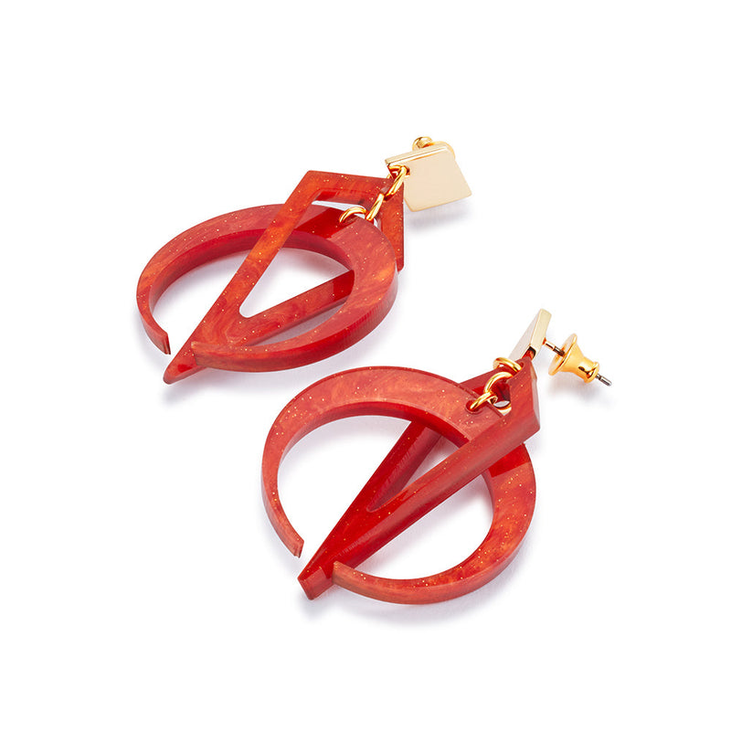 Petite Crescent Hoop Earrings - Sienna Red - 24EPCHr