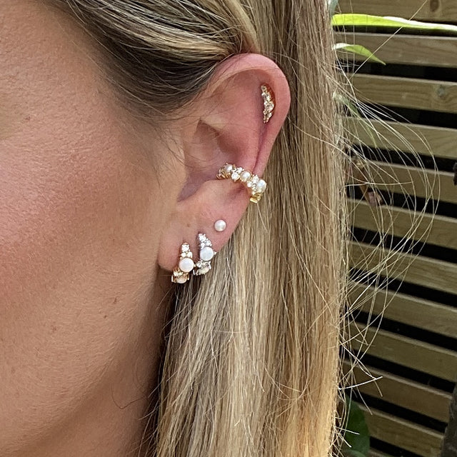Hannah Martin Pink Opal Huggie Earrings - Gold - SPG-138
