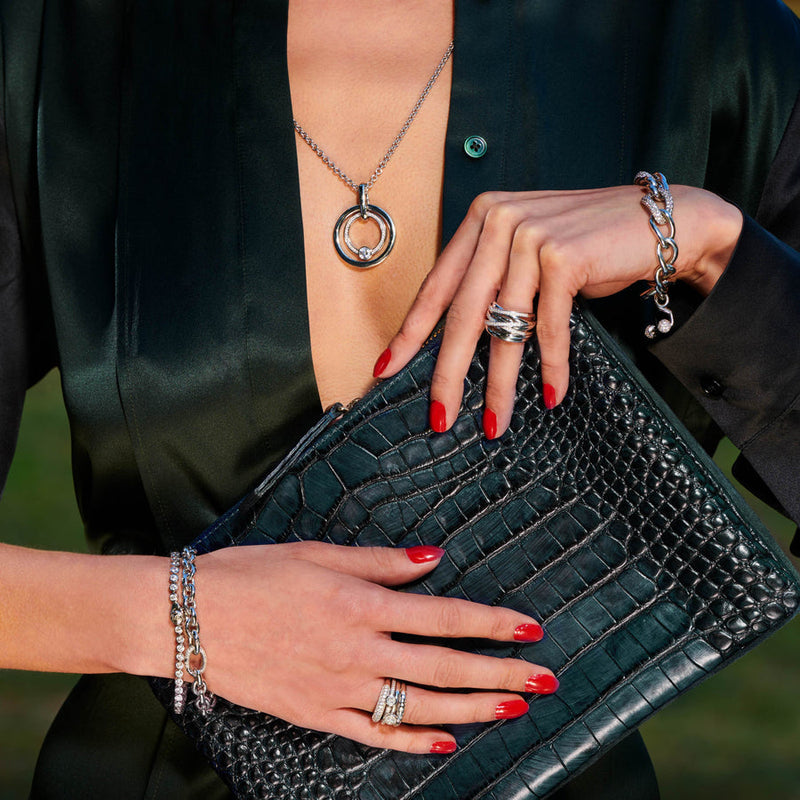 Milano CZ Crossover Ring - Silver - 12067ZI