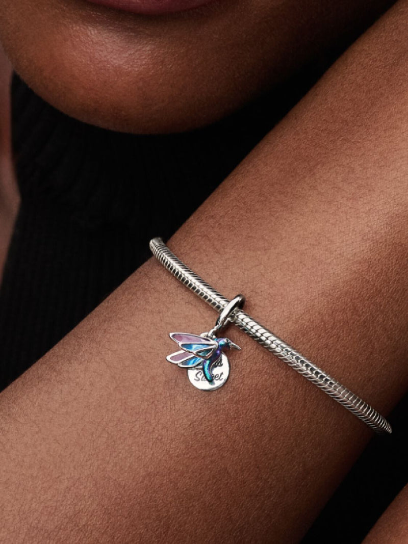 Hummingbird Double Dangle Charm - Sterling Silver - 793746C01