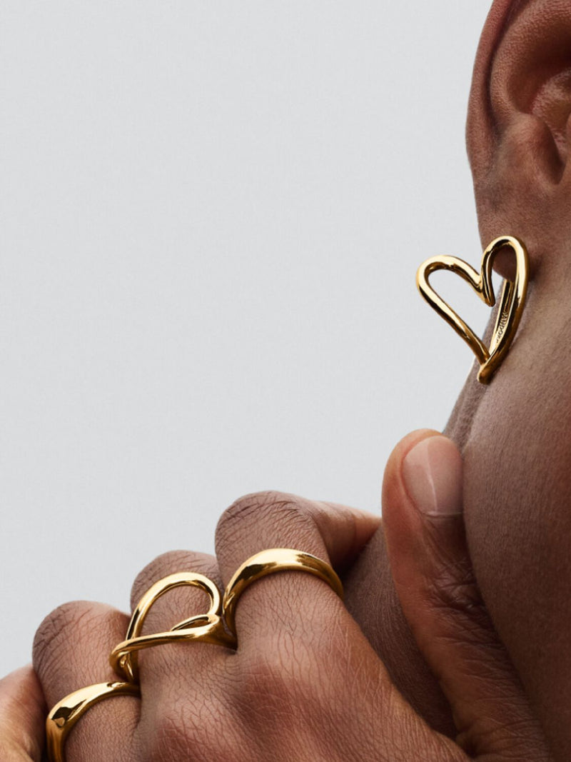 Organically Shaped Heart Hoop Earrings - 14ct Gold Plated - 263807C00