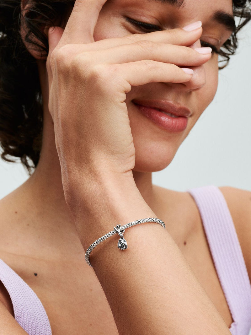 Rose in Bloom Dangle Charm - Sterling Silver - 793213C00