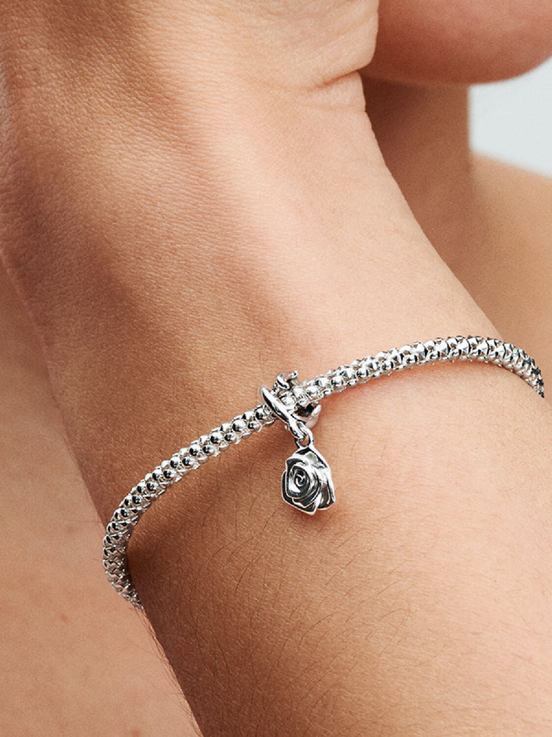 Rose in Bloom Dangle Charm - Sterling Silver - 793213C00