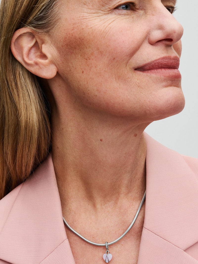 Mum Opalescent Heart Dangle Charm - Sterling Silver - 793202C01