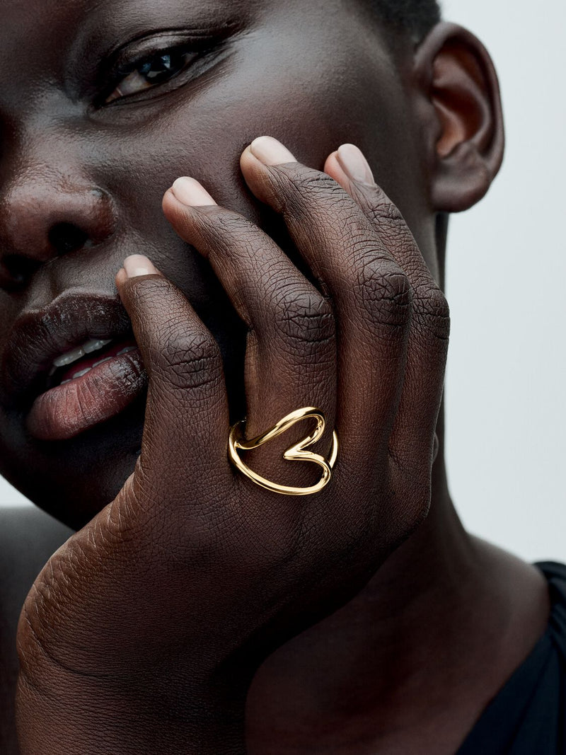 Organically Shaped Heart Ring - 14ct Gold Plated - 163288C00