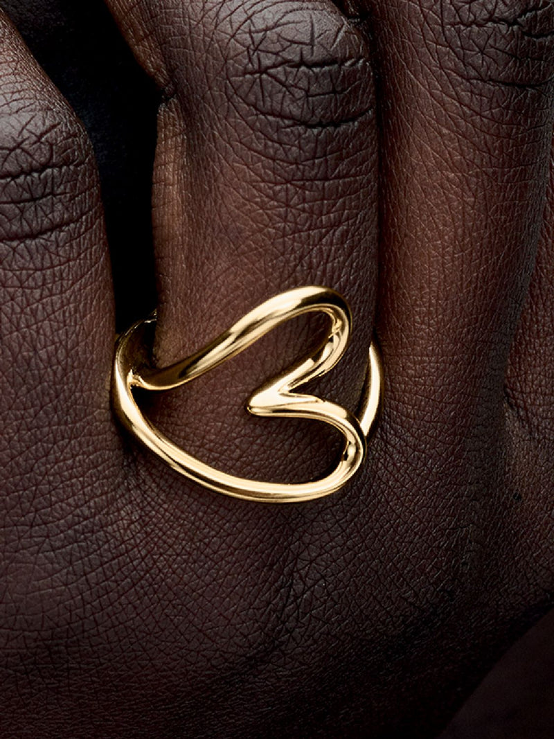 Organically Shaped Heart Ring - 14ct Gold Plated - 163288C00