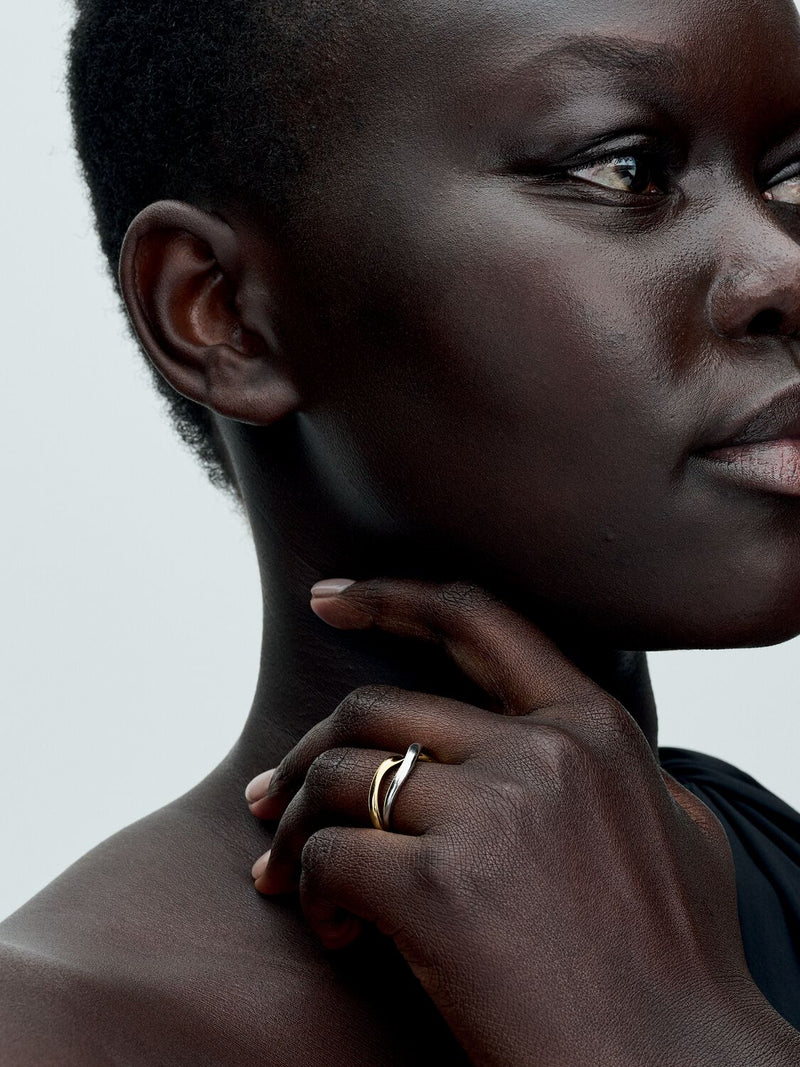 Two-tone Entwined Bands Ring - Sterling Silver & 14ct Gold Plated - 163262C00