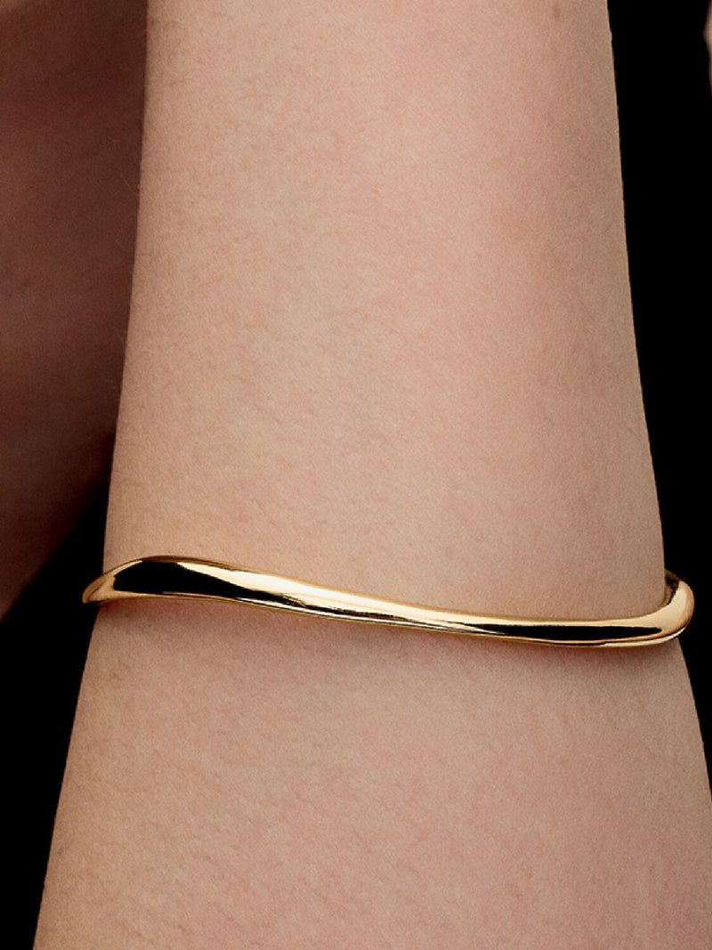 Organically Shaped Bangle - 14ct Gold Plated - 563317C00