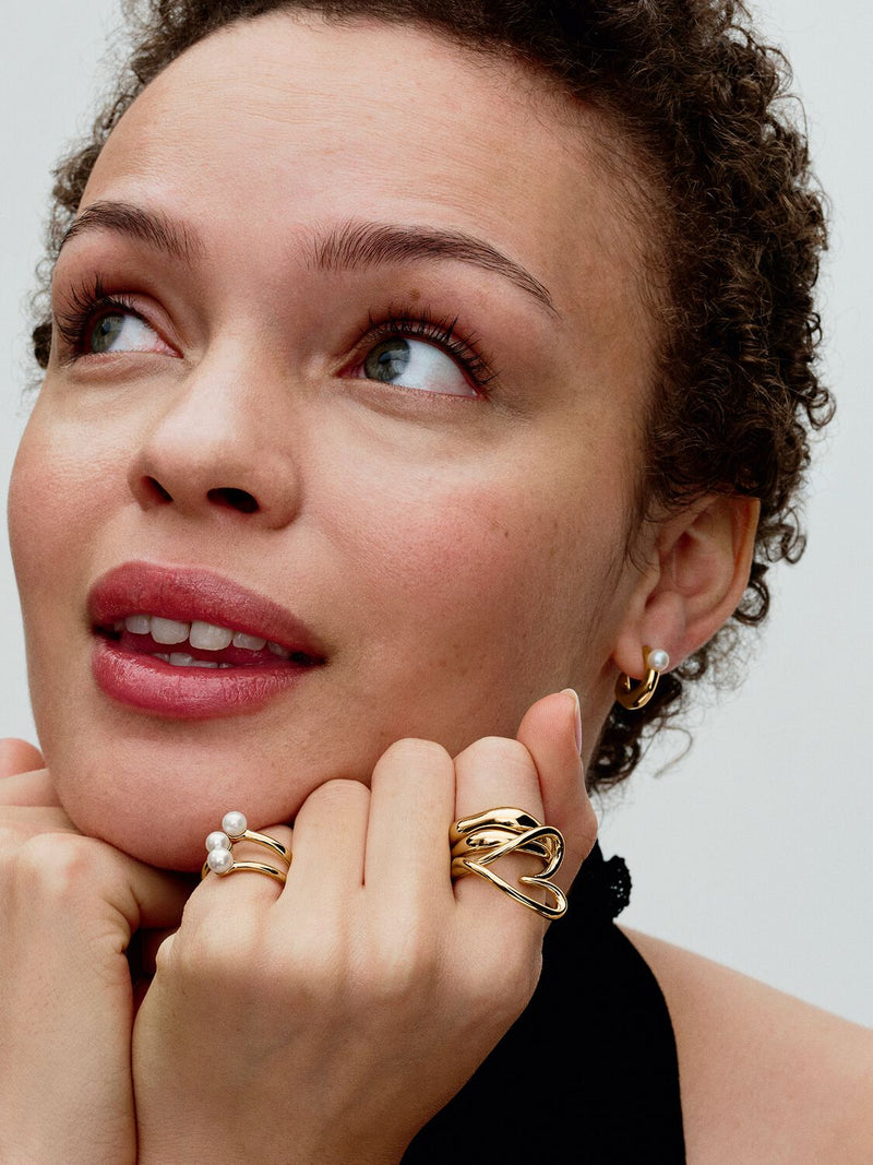 Organically Shaped Heart Ring - 14ct Gold Plated - 163288C00