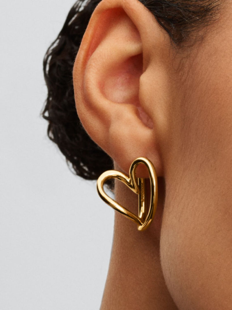 Organically Shaped Heart Hoop Earrings - 14ct Gold Plated - 263807C00