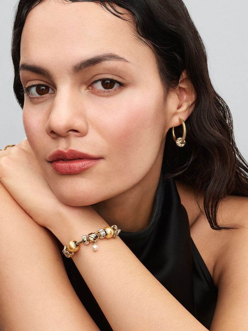 Stones & Enamel Clip Charm - 14ct Gold Plated - 763785C01