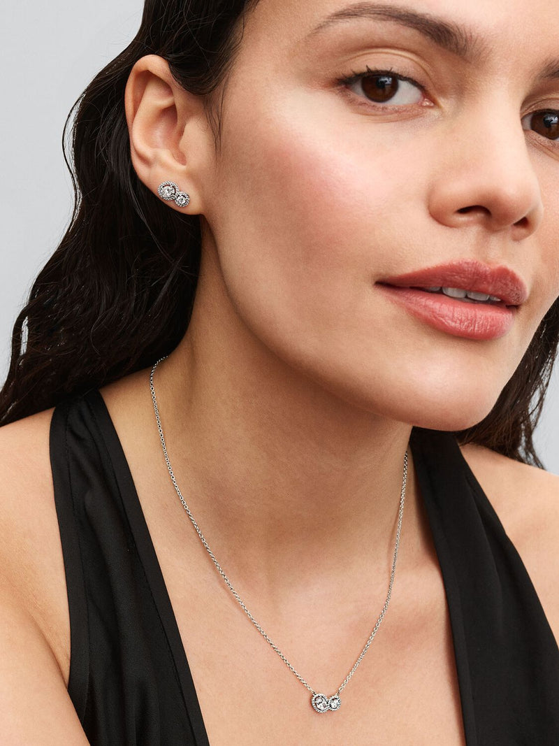 Embracing Halo Stud Earrings - Sterling Silver - 293774C01