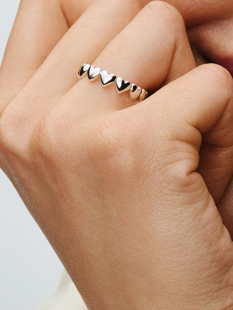 Row of Hearts Ring - Sterling Silver - 193427C00