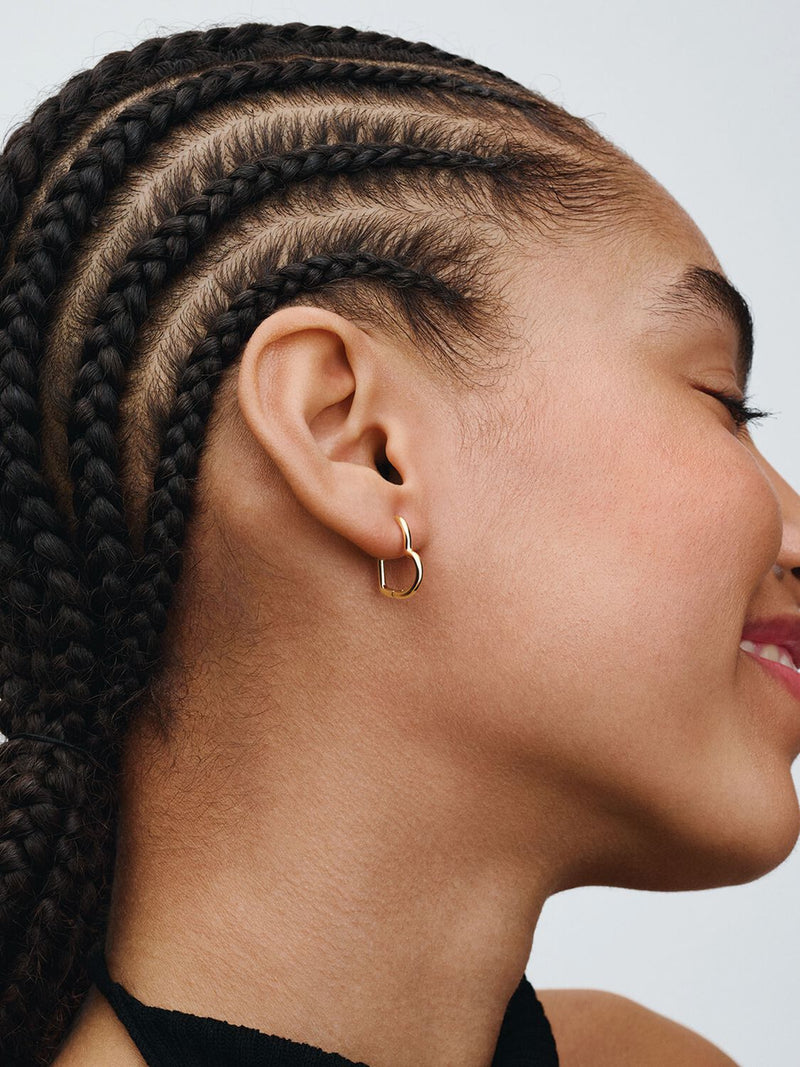 Asymmetrical Heart Hoop Earrings - 14ct Gold Plated - 268307C00