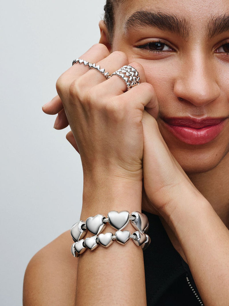 Row of Hearts Ring - Sterling Silver - 193427C00