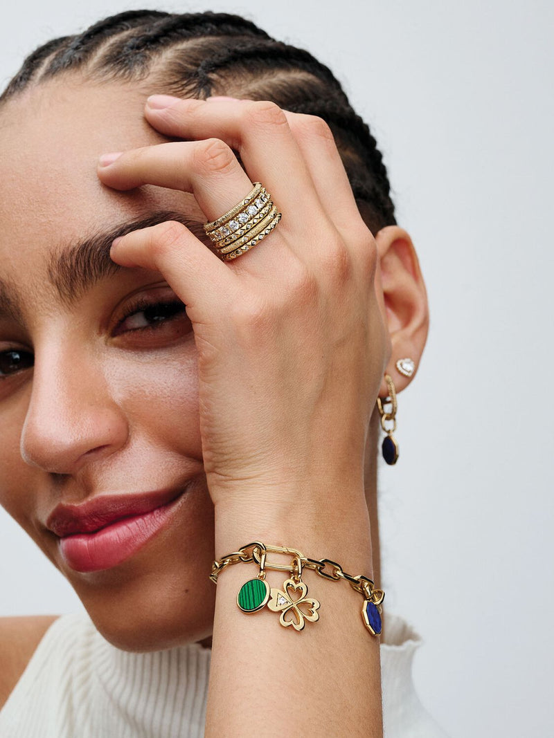 Pyramid Studded Ring - 14ct Gold Plated - 162800C01