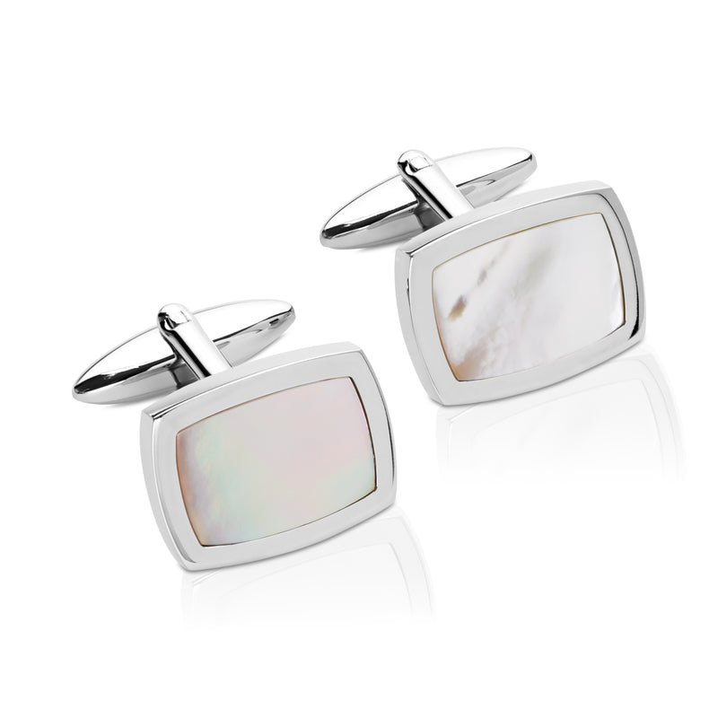 Steel Mother Of Pearl Cufflinks - QC-282