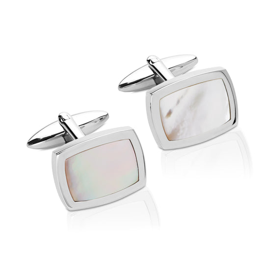 Steel Mother Of Pearl Cufflinks - QC-282