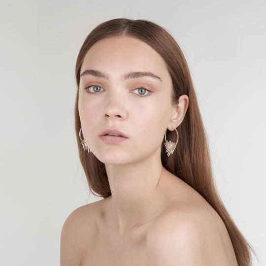 Quill Hoop Earrings - Silver - QU039.SSNAEOS