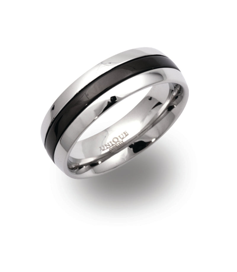Steel Ring - Silver/Black - R9108