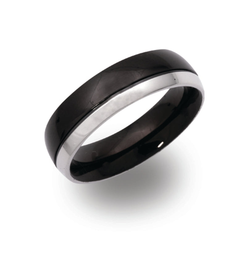 Steel Ring - Silver/Black - R9112