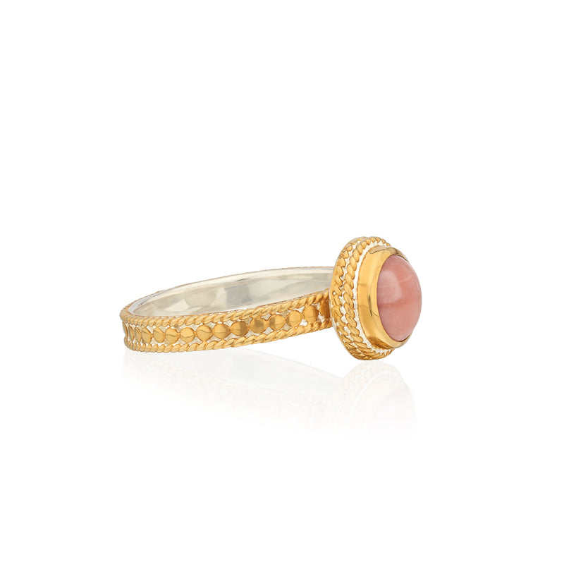 Antigua Stacking Ring - Gold/Pink Opal - RG10551-GPKOP