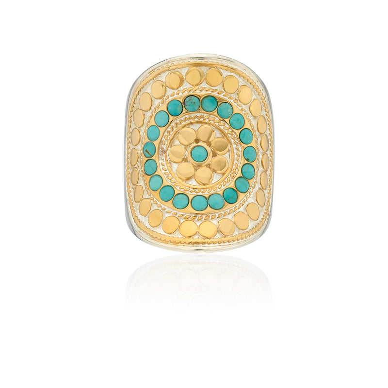 Flora Saddle Ring - Gold/Turquoise - RG10553-TWTTQ