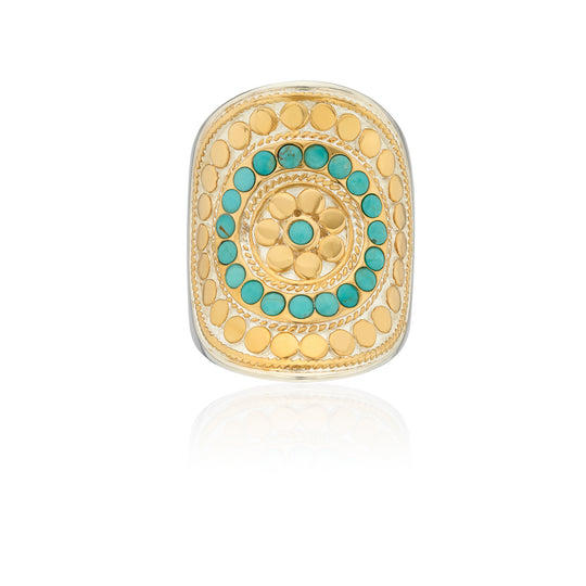 Flora Saddle Ring - Gold/Turquoise - RG10553-TWTTQ
