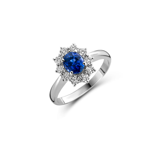 Sapphire Cluster Ring - White Gold