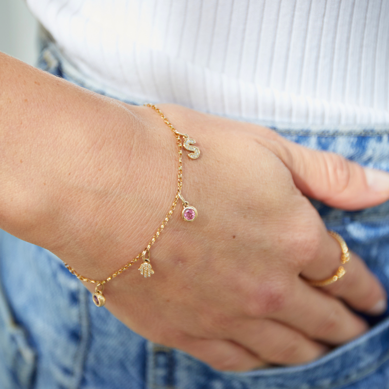 Diamond Initial S Charm - 9ct Yellow Gold - NTCH-S-9YG