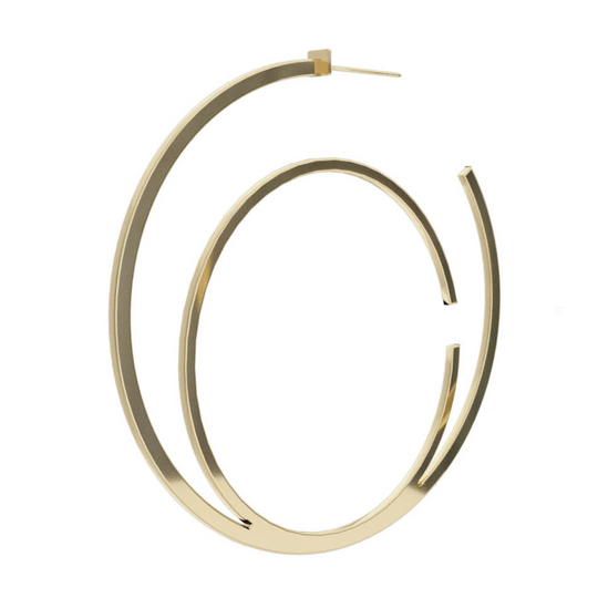 Large Alphabet Hoop Earring, Single Letter C, Right - Gold