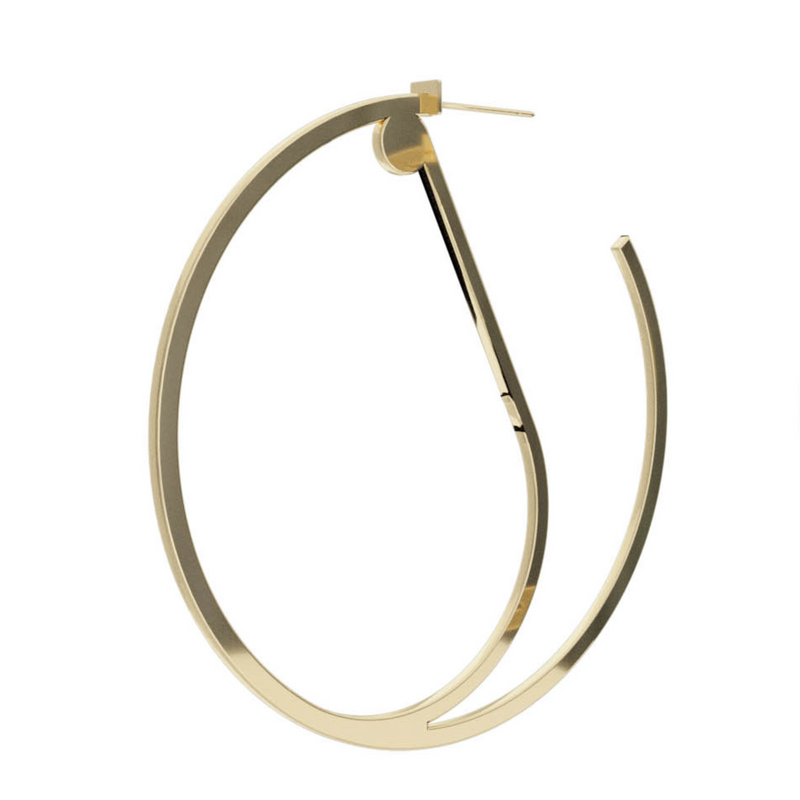 Large Alphabet Hoop Earring, Single Letter J, Right - Gold