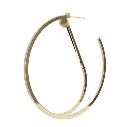 Large Alphabet Hoop Earring, Single Letter J, Right - Gold