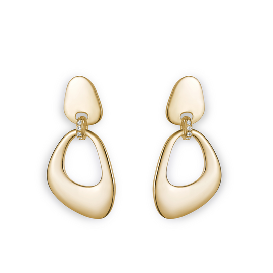 Pebble Drop CZ Earrings - Gold - 23EPDgv