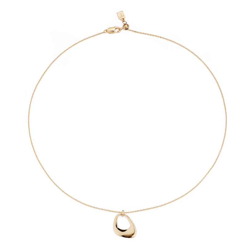 Pebble Drop CZ Pendant Necklace - Gold - 23NPDg