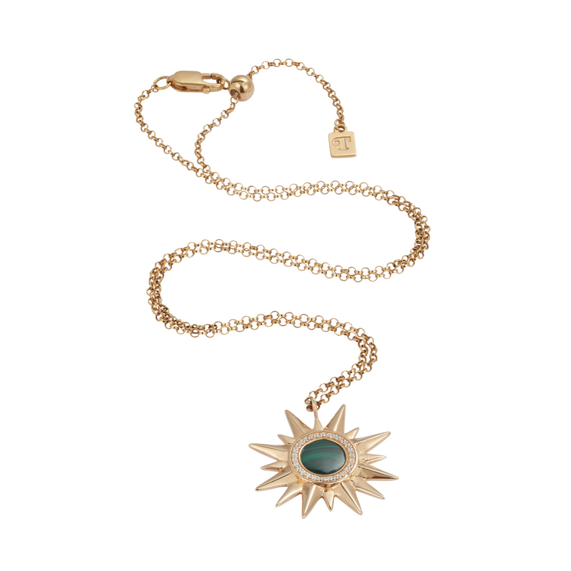 Sunburst Necklace - Malachite - Gold