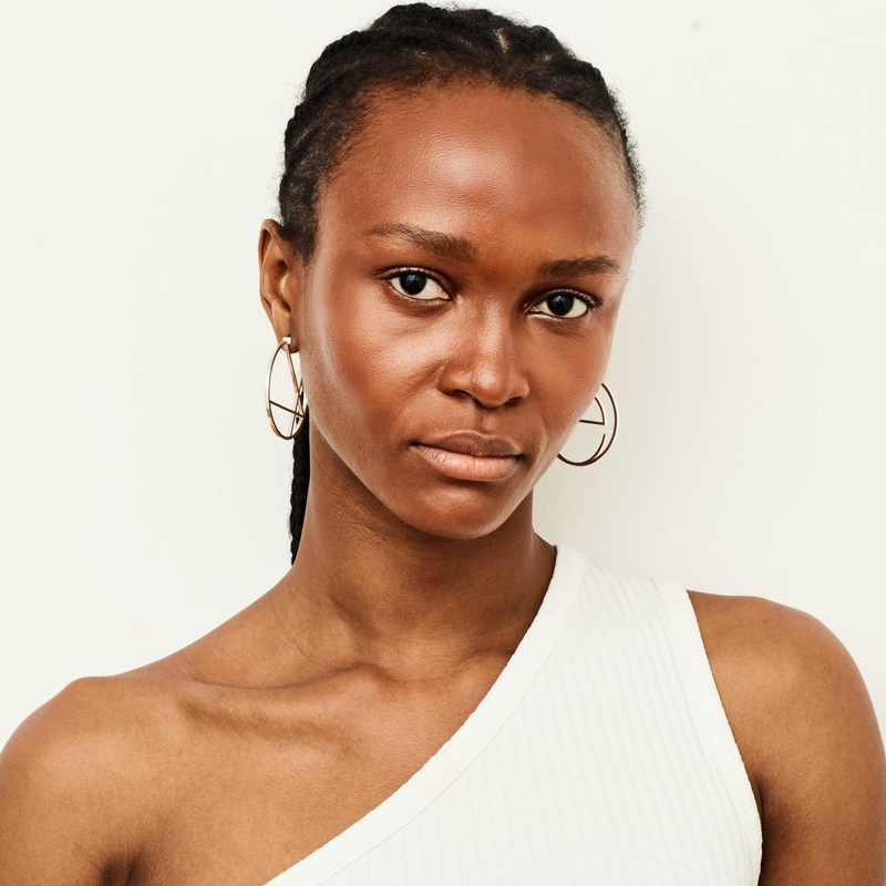 Large Alphabet Hoop Earring, Single Letter A, Left - Silver