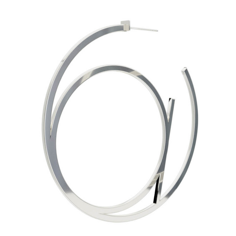 Large Alphabet Hoop Earring, Single Letter A, Right - Silver