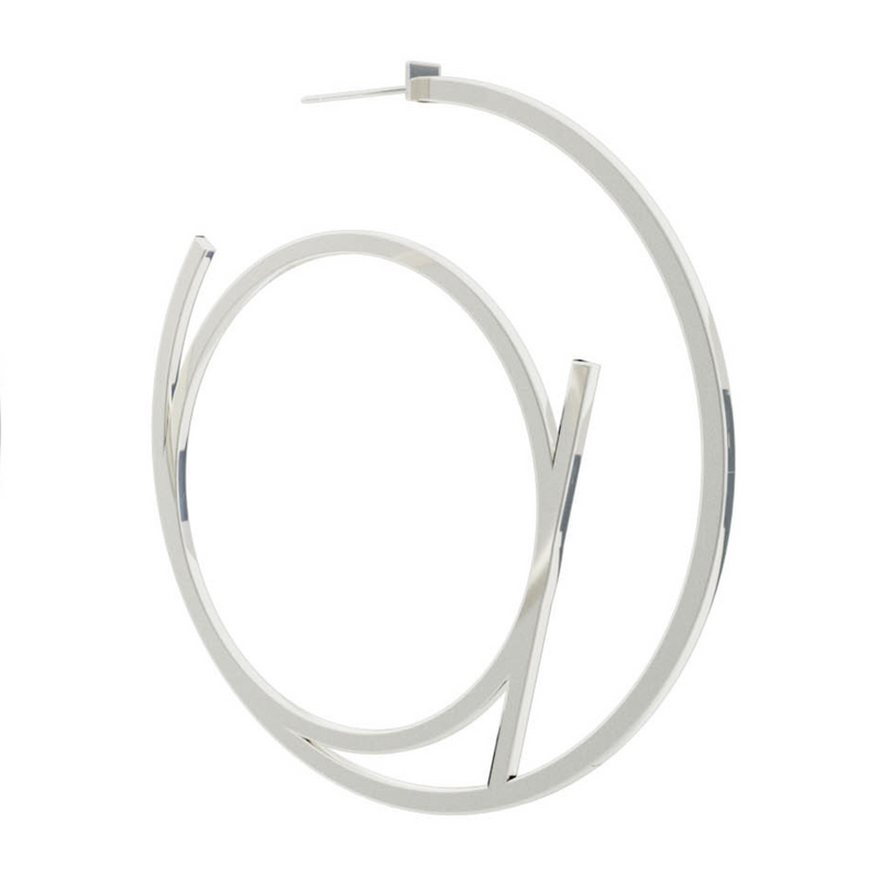 Large Alphabet Hoop Earring, Single Letter A, Left - Silver