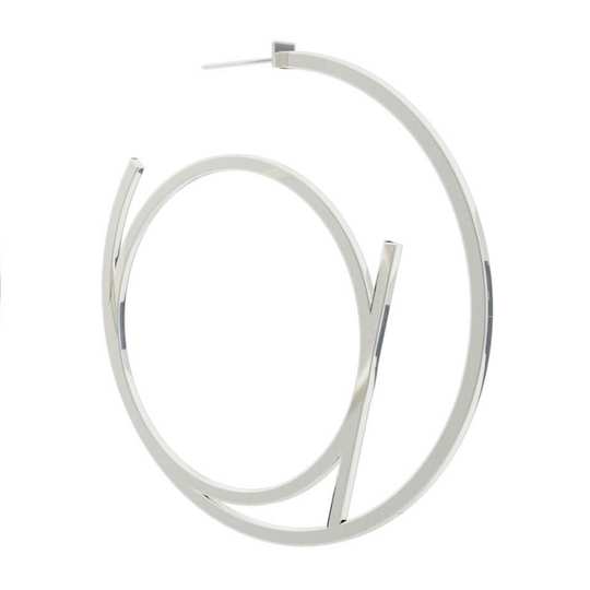 Large Alphabet Hoop Earring, Single Letter A, Left - Silver