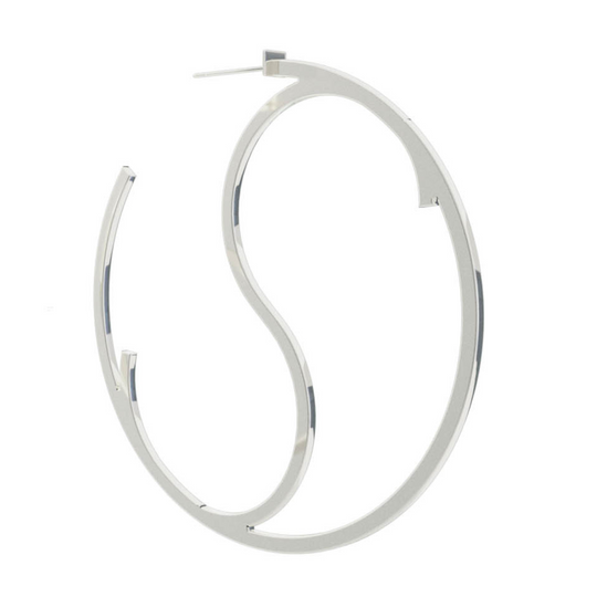 Large Alphabet Hoop Earring, Single Letter S, Left - Silver