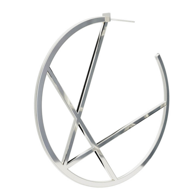 Large Alphabet Hoop Earring, Single Letter K, Right - Silver