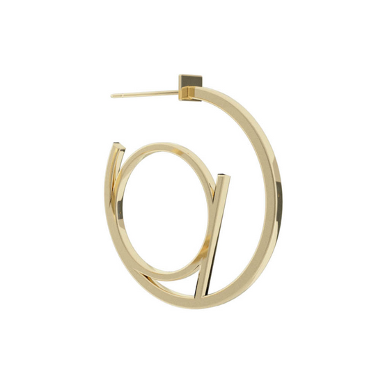 Small Alphabet Hoop Earring, Single Letter A, Left - Gold