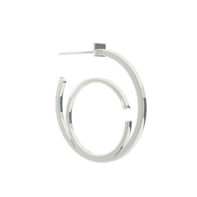 Small Alphabet Hoop Earring, Single Letter C, Left - Silver