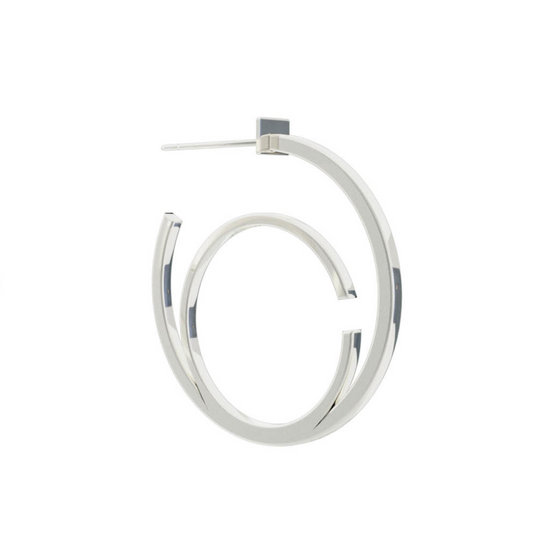 Small Alphabet Hoop Earring, Single Letter C, Left - Silver