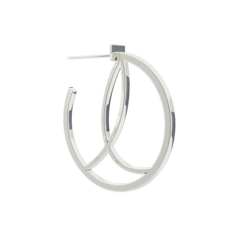 Small Alphabet Hoop Earring, Single Letter L, Left - Silver