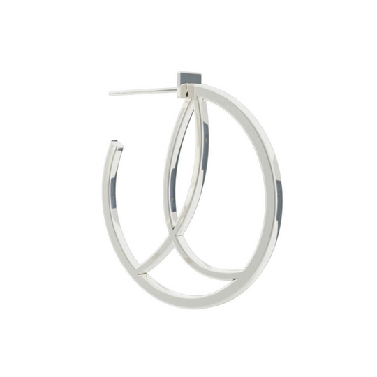 Small Alphabet Hoop Earring, Single Letter L, Left - Silver