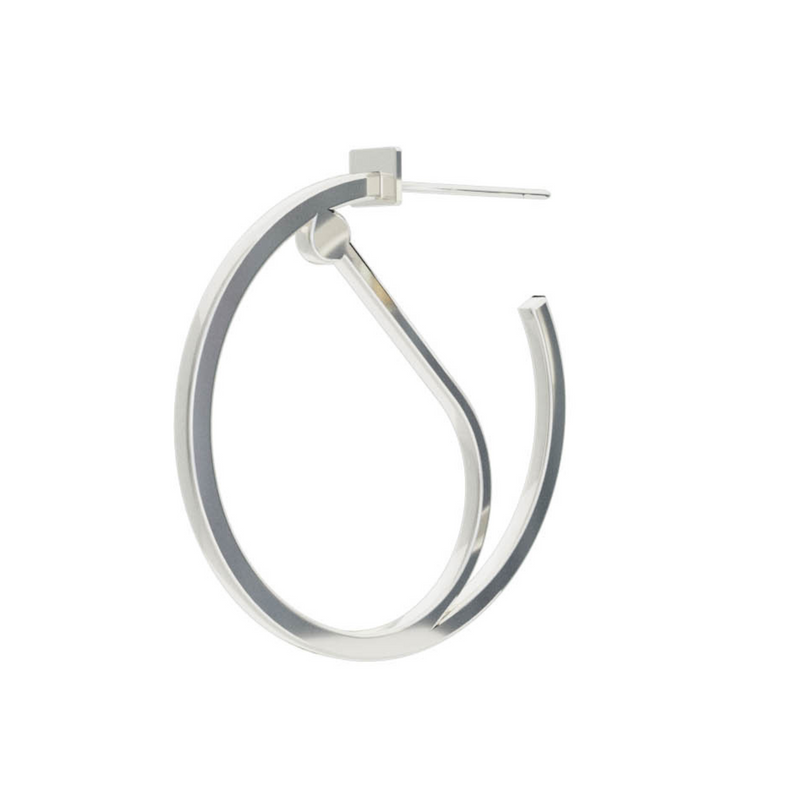 Small Alphabet Hoop Earring, Single Letter J, Right - Silver